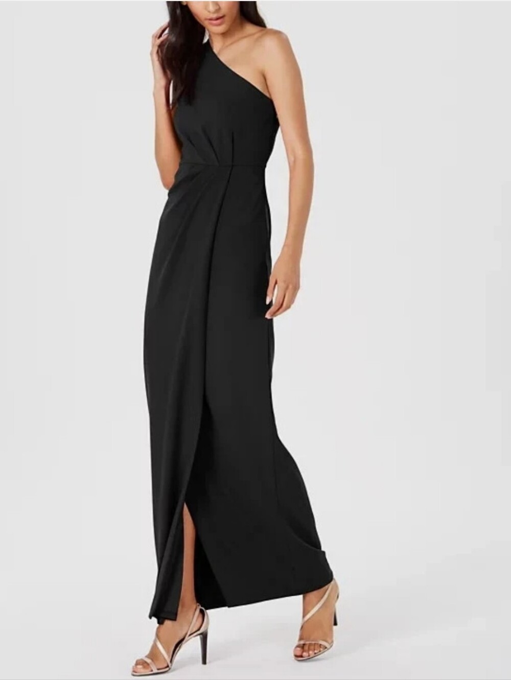 Calvin Klein One-Shoulder Black Evening Gown